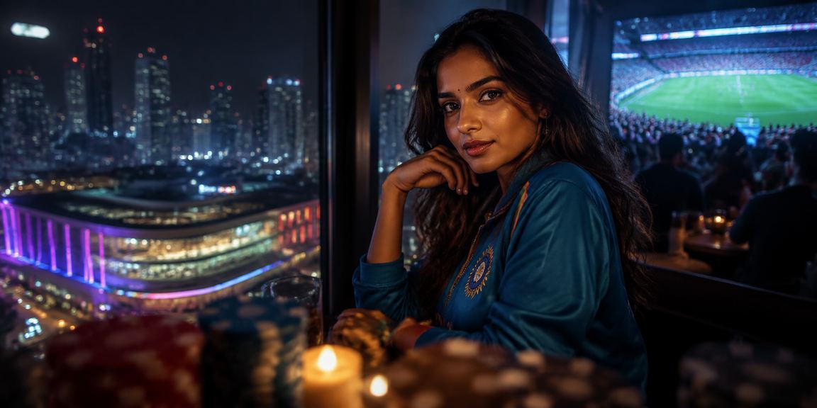 Vibrant neon lights highlighting cricket betting in India